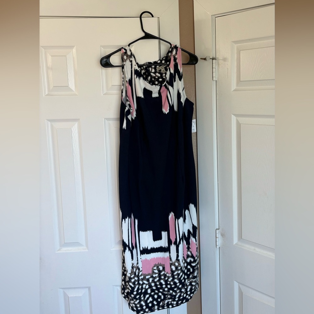 Navy/Pink/White Sleeveless Dress
